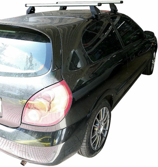 Menabo Aluminum Car Roof Bars for Nissan Almera 3D Set with Roof Rack Legs and Lock Silver