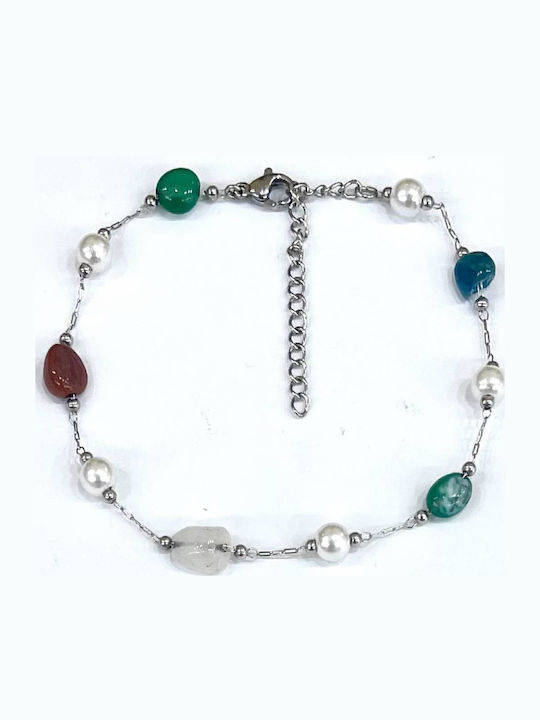 Tatu Moyo Multicolour Steel Foot Chain with Pearls