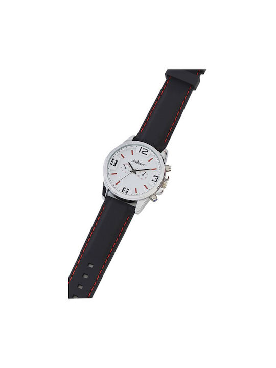 Arabians Watch Battery with Black Leather Strap