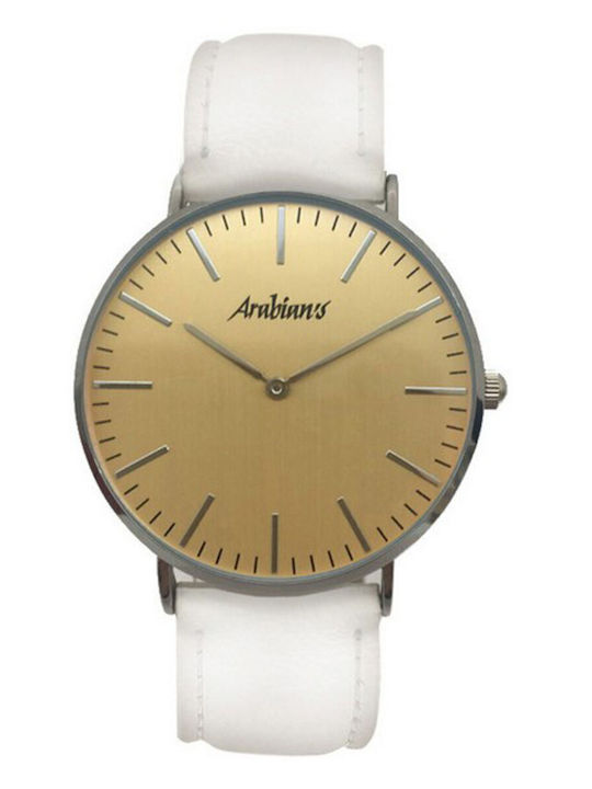 Arabians Ανδρικό Ρολόι 38mm Μπαταρίας με Λευκό Δερμάτινο Λουράκι