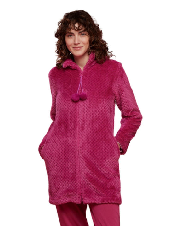 Noidinotte De iarnă Pentru Femei Fleece Jachetă Pijamale Fuchsia