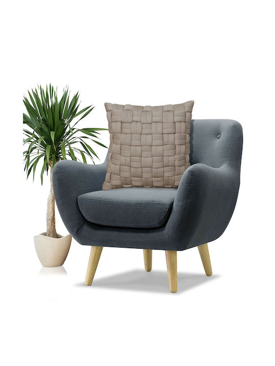 Liolios Home Μαξιλάρι Καναπέ Clusp από 100% Βαμβάκι Sandy Brown 50x50εκ.