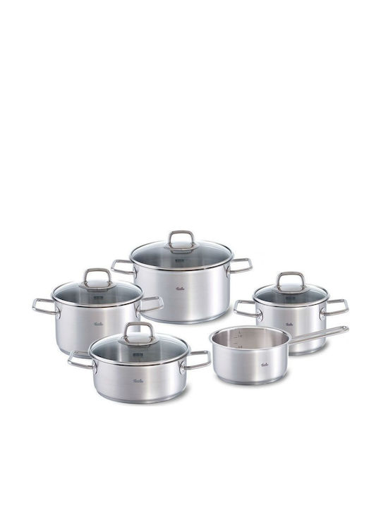 Fissler Viseo Cookware Set of Stainless Steel with No Coating Silver 9pcs