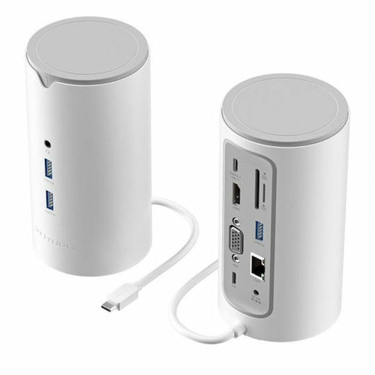 Vention Docking Station USB-C Docking Station με HDMI 4K PD Ethernet και σύνδεση 2 Οθονών Λευκό