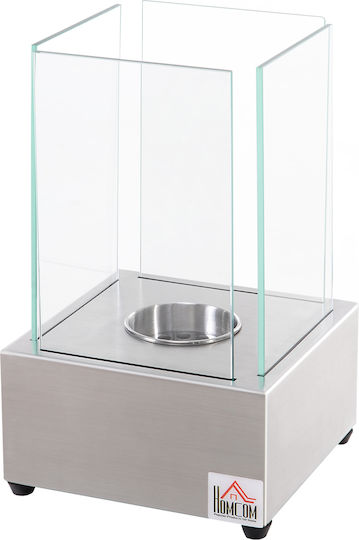 HomCom Internal / Outdoor Floor Bioethanol Fireplace Gray