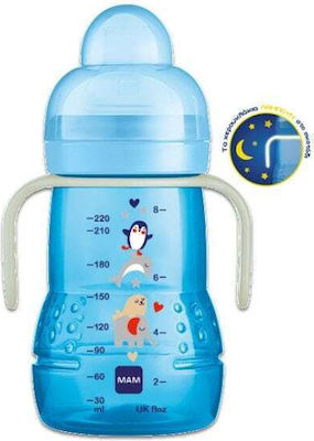 Mam Trainer+ Educational Sippy Cup Plastic with Handles Blue Penguin/Dolphin for 6m+m+ 220ml