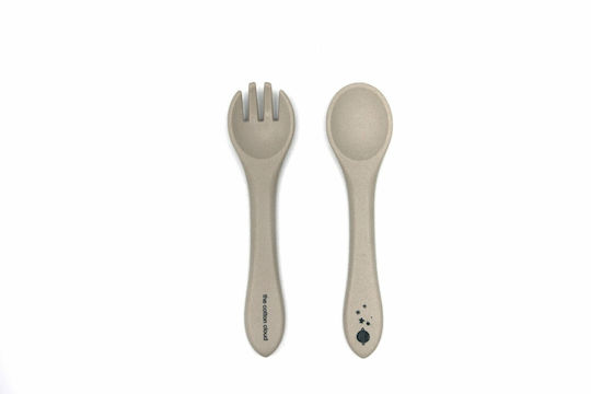 The Cotton Cloud Baby Set with Fork made of Silicone Beige 2pcs