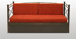 Μαργαριτα Καναπές Κρεβάτι Μονό Μεταλλικό ΜΕΤΑΛΛΙΚΟ με Τάβλες & Στρώμα 90x190cm