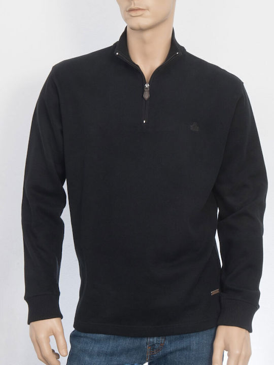 Visconti Men's Long Sleeve Blouse with Zipper Black