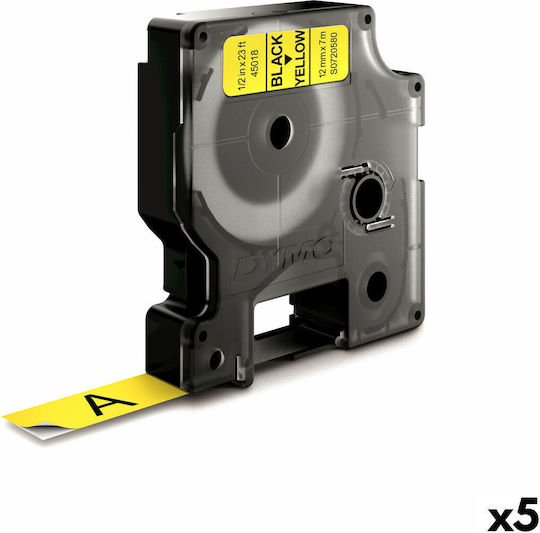 Dymo D1 45018 Label Maker Tape in Black Colour 5 Pieces Compatible with Dymo D1 Dymo Rhino/IND