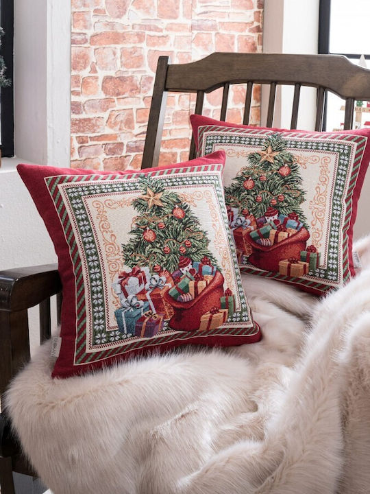 Teoran Weihnachtsdekorativer Kissenbezug Quadratisch Rot 45x45cm