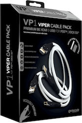 Gioteck Viper Cable Pack (HDMI & USB-C) HDMI 2.1 Braided Cable HDMI male - HDMI male 2m Λευκό