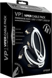 Gioteck Viper Cable Pack (HDMI & USB-C) HDMI 2.1 Geflochten HDMI-Stecker - HDMI-Stecker 2m Weiß Gioteck Viper Cable Pack (HDMI & USB-C) HDMI 2.1 Geflochten HDMI-Stecker - HDMI-Stecker 2m Weiß