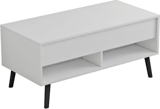 Rechteckig Couchtisch Skyfi Holz mit Serviertablett White-Black B100xT60xH45cm