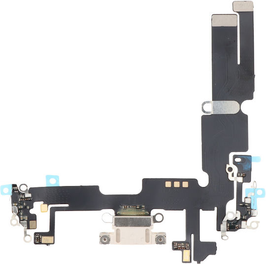 Cablu flexibil cu Port de încărcare în culoarea Alb pentru iPhone 14 Plus.