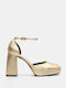 Luigi Pumps mit Riemchen & flacher Absatz Goldene