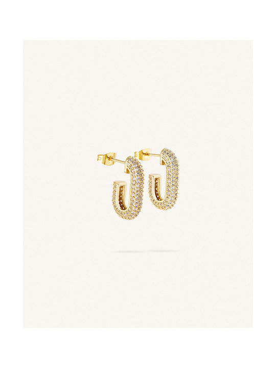 StanStefan Earrings Hoops made of Steel Gold Plated with Stones