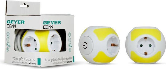 Geyer PowerCube 4 Positionen mit Schalter und Kabel 1.5m Gelb
