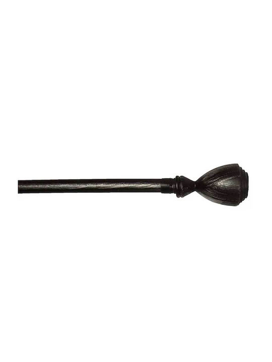 Sidirela Extendable Metallic Curtain Pole Single Φ25mm 110-210cm Black Velvet-Black Metal