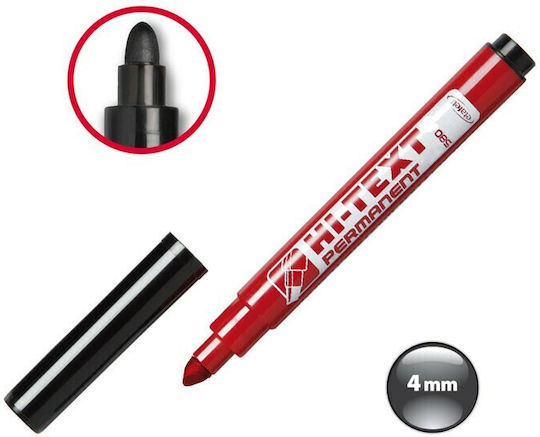 Etafelt Hi-Text Permanent Markers 4mm Red 25pcs