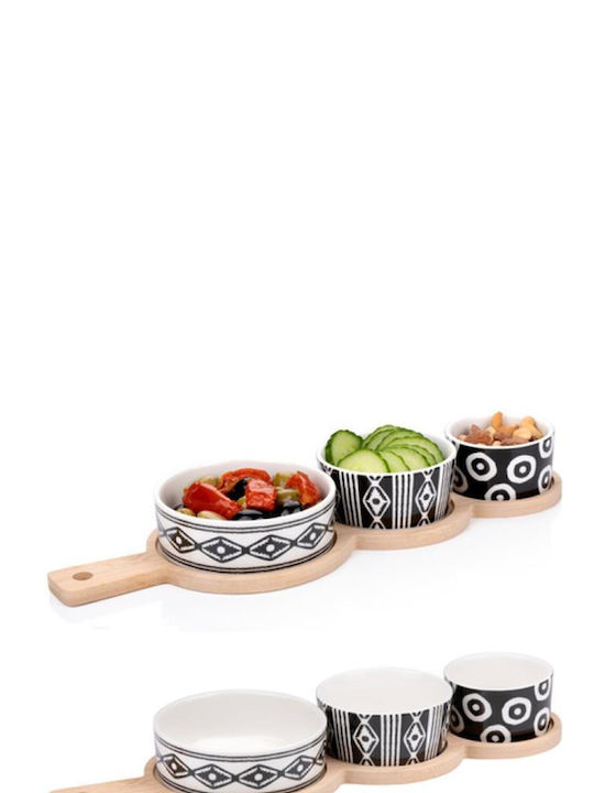 Atmosphera Ceramic Dessert Tower Stand 3 Slots with Base Multicolour Diameter 35cm Height 4.8cm Pieces 3