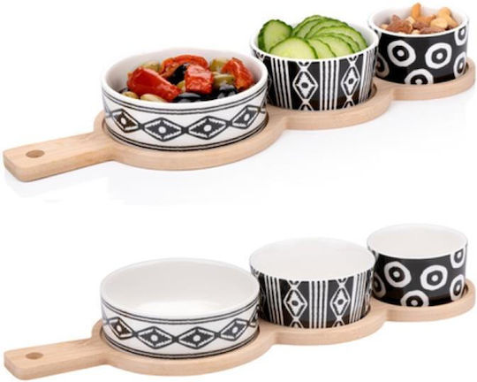 Atmosphera Ceramic Dessert Tower Stand 3 Slots with Base Multicolour Diameter 35cm Height 4.8cm Pieces 3