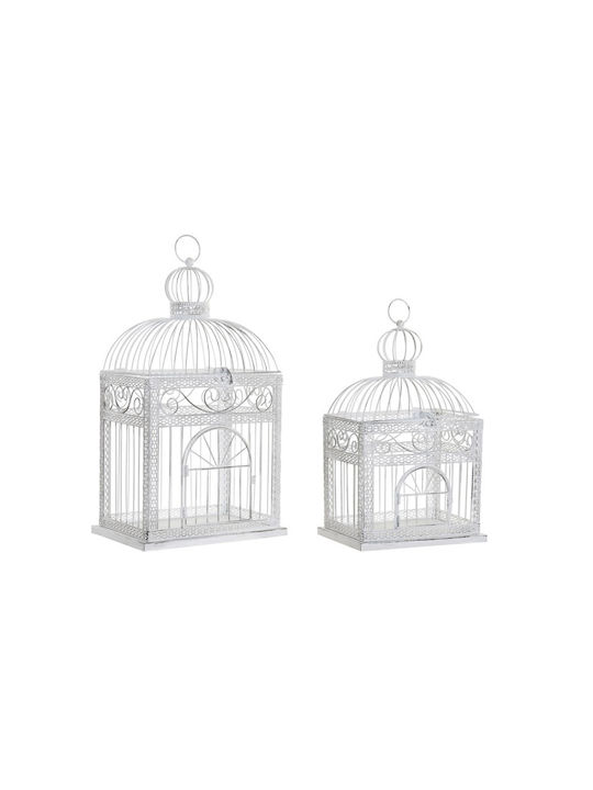 DKD Home Decor Metallic Lantern White 28x20x54cm