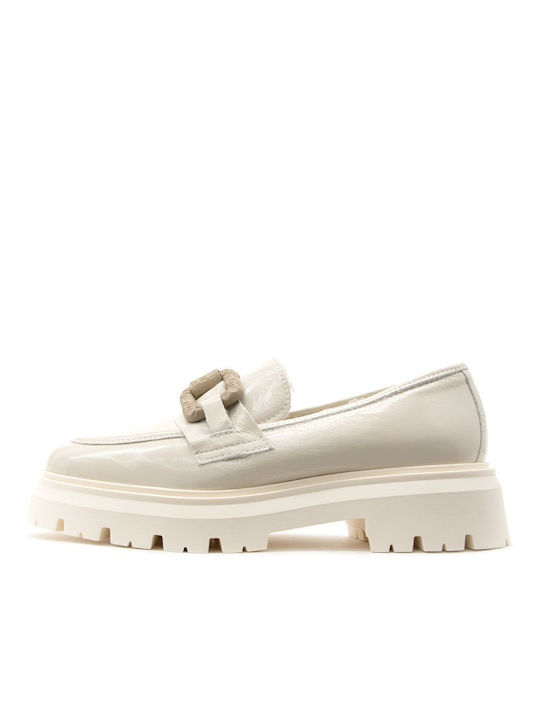 Gianluka Pisati Melita Patent Leather Women's Moccasins Ecru