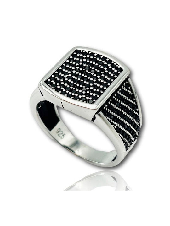 Men's Silver Ring with Zircon