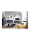 Rectangular Central Coffee Table Mono Wooden with Drawers Blue / Gold M103.5xW68xH46.2cm