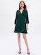 GAP Mini Evening Dress Velvet Wrap with Ruffle Green