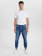 Alex K3948 Men's Elastic Jeans Pants with Slim Tapered Fit Blue K3948