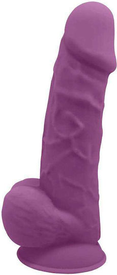 Dream Toys Real Love Silicone Dildo Balls Glass Dildo with Balls and Suction Cup Purple 21cm