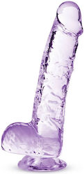 Blush Glass Dildo with Balls and Suction Cup Purple 15cm