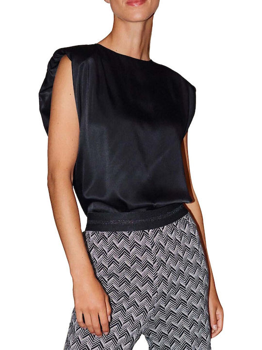 MORE & MORE Women's Blouse Satin Sleeveless Black.