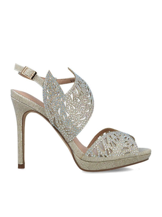 Menbur Sandalen mit Strass Gold