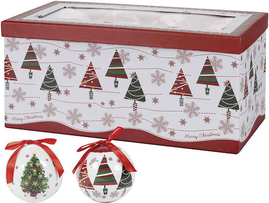 Hängendes Kugel Ornament Ornament Kunststoff Weiß Set 12Stück