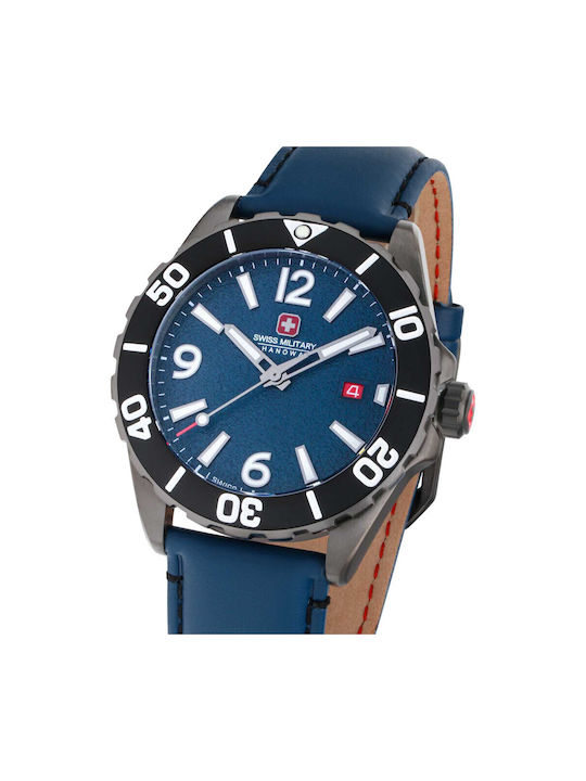 Swiss Military Hanowa Watch Battery with Blue Leather Strap