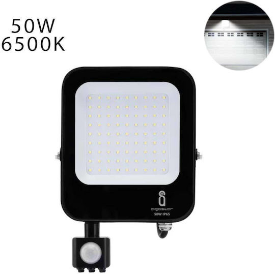 Aigostar Wasserdicht LED Flutlicht 50W Kaltweiß 6500K mit Bewegungssensor IP65