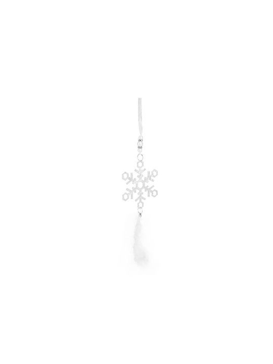 Hängendes Ornament Feder Metallisch Weiß 25cm