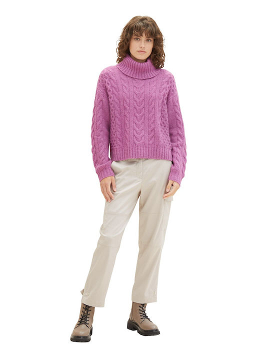 Tom Tailor Damen Langarm Pullover Rollkragen Purple