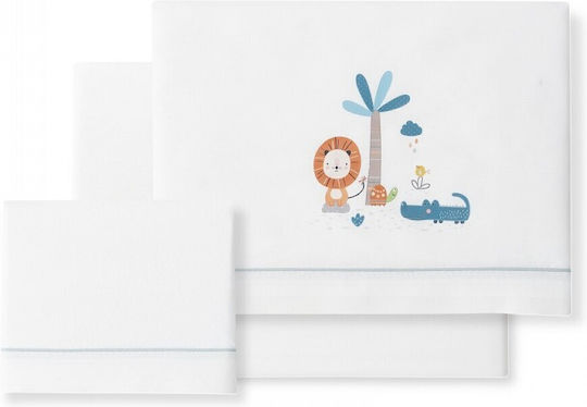 Interbaby Baby Sheets Set Crib Cotton Fitted White 115x175cm 3pcs
