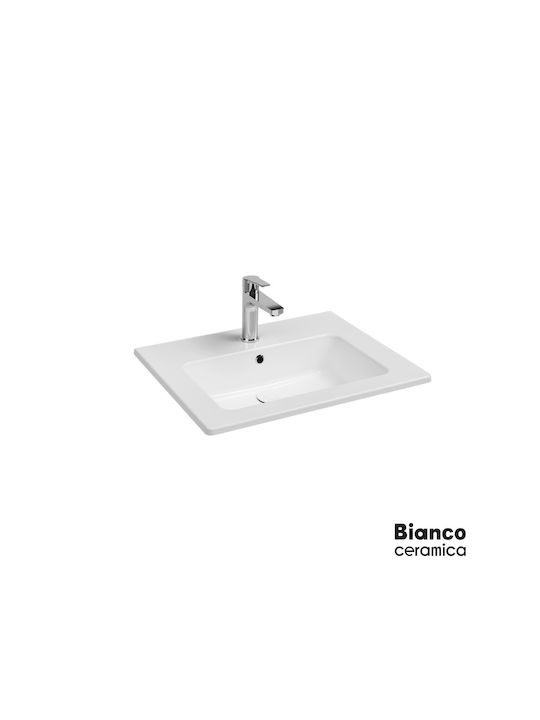 Bianco Ceramica Flat Επικαθήμενος Νιπτήρας Πορσελάνης 62.5x46.5cm Λευκός