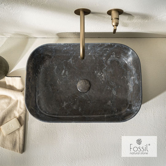 Fossil Επικαθήμενος Νιπτήρας Μαρμάρινος 56x39cm Grey Fossil Επικαθήμενος Νιπτήρας Μαρμάρινος 56x39cm Grey