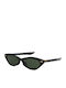 Tory Burch Women's Sunglasses with Black Plastic Frame and Green Lens