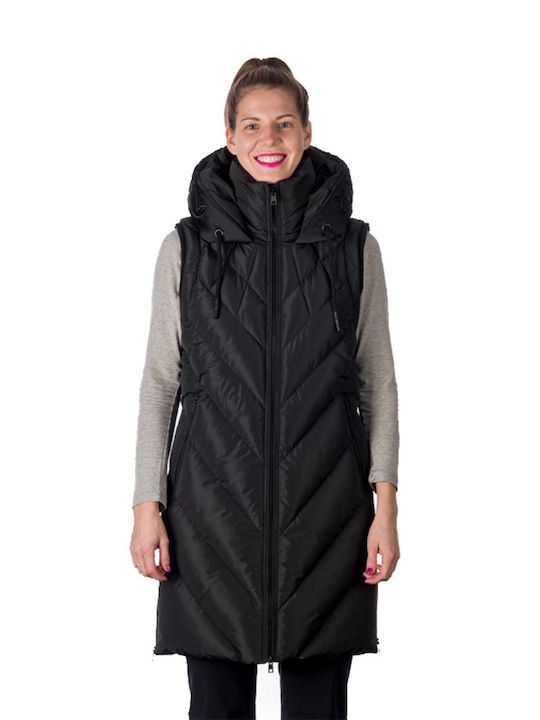 Northfinder Women's Short Puffer Jacket Waterproof and Windproof for Winter with Hood Black