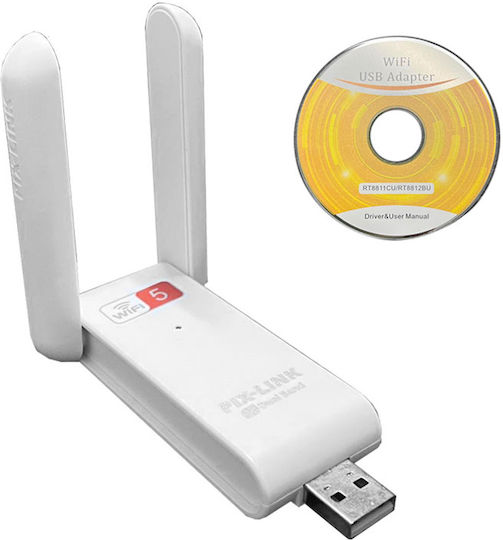 Pix-Link Wifi Αντάπτορας Δικτύου USB με Ασύρματη Σύνδεση Wi-Fi 300Mbps
