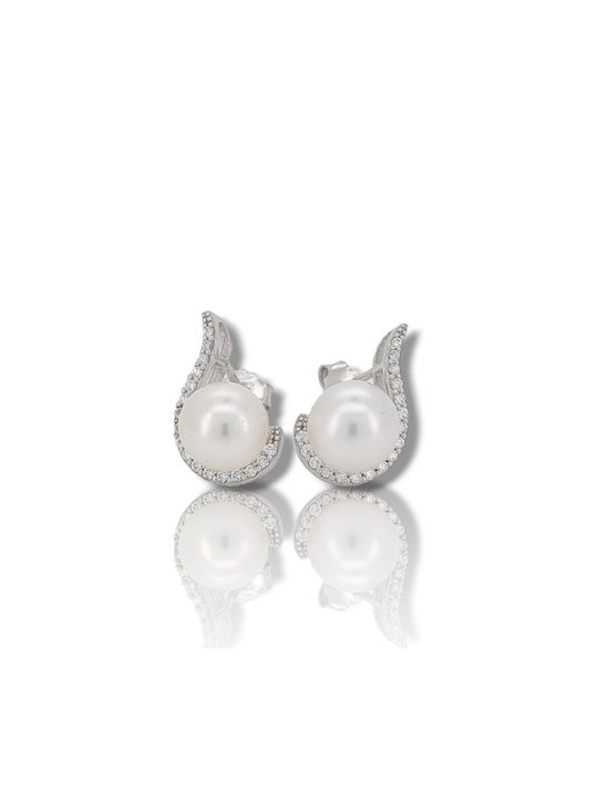 Mentzos Earrings made of Platinum with Stones & Pearls