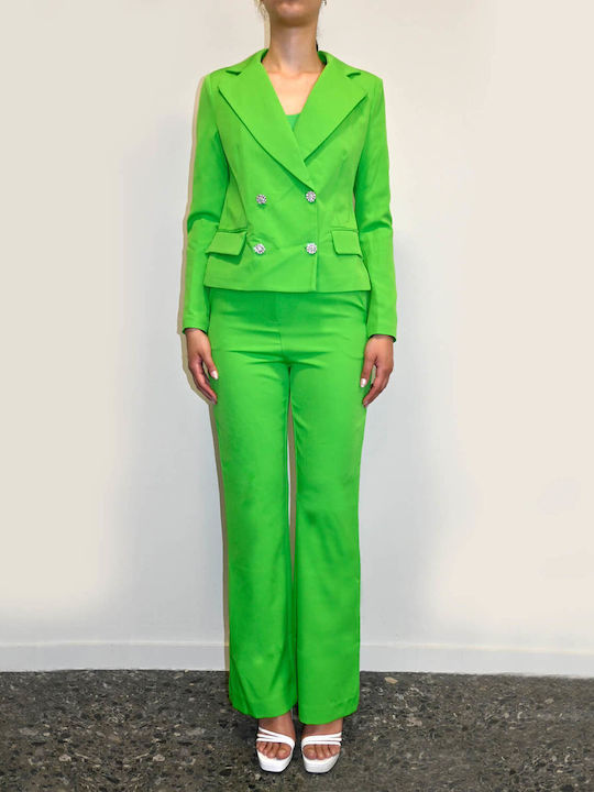 Hellen Batterr Women's Green Set with High-waisted Trousers