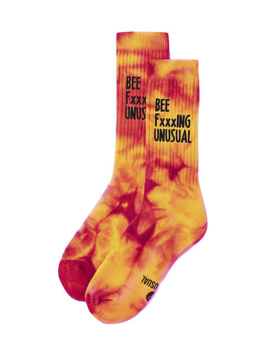 Bee. Unusual. Bee Fxxxing Unusual "tie Dye Issue" Κάλτσες Πορτοκαλί. 3Pack